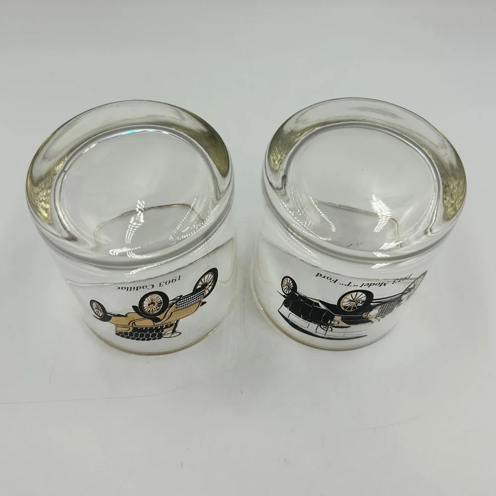 Rocks Vintage Glasses Clear Antique Car Gold Rim